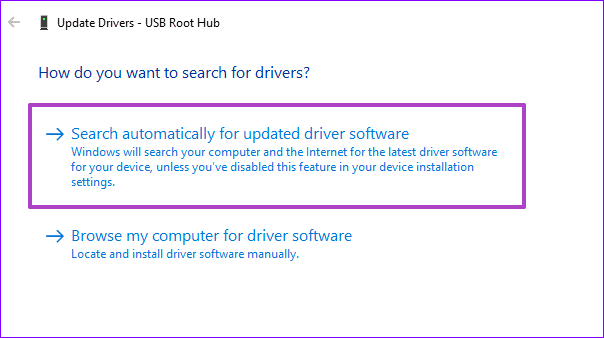  Search automatically for updated driver software